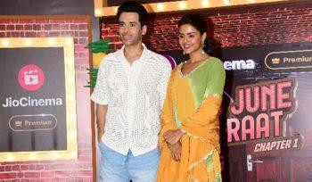 Priyanka Chahar Chaudhary and Tusshar Kapoor present to promote their upcoming web series Dus June ki Raat