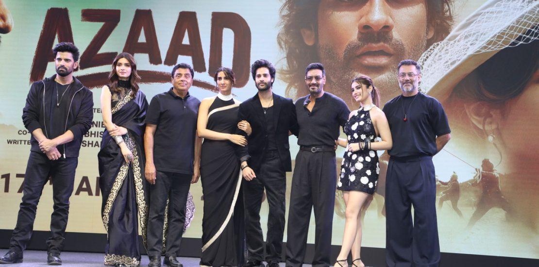 Ajay Devgn, Diana Penty, Aman Devgan, Rasha Thadani, and other stars dazzle at the grand trailer launch of the highly anticipated film “Azaad.”