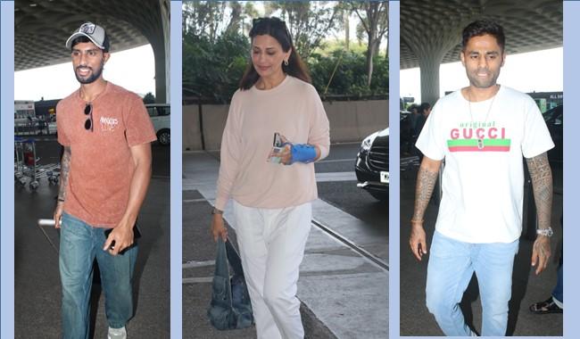 Surya Kumar Yadav, Tilak Varna, Suraj Pancholi, Sonali Bendre spotted at airport departure