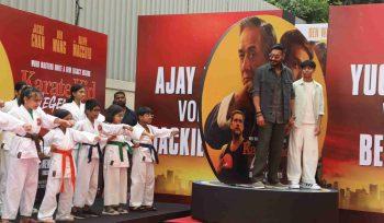 Ajay Devgn And Yug Devgn At The Launch Of Karate Kid Legends Hindi Trailer At Juhu PVR – Photos