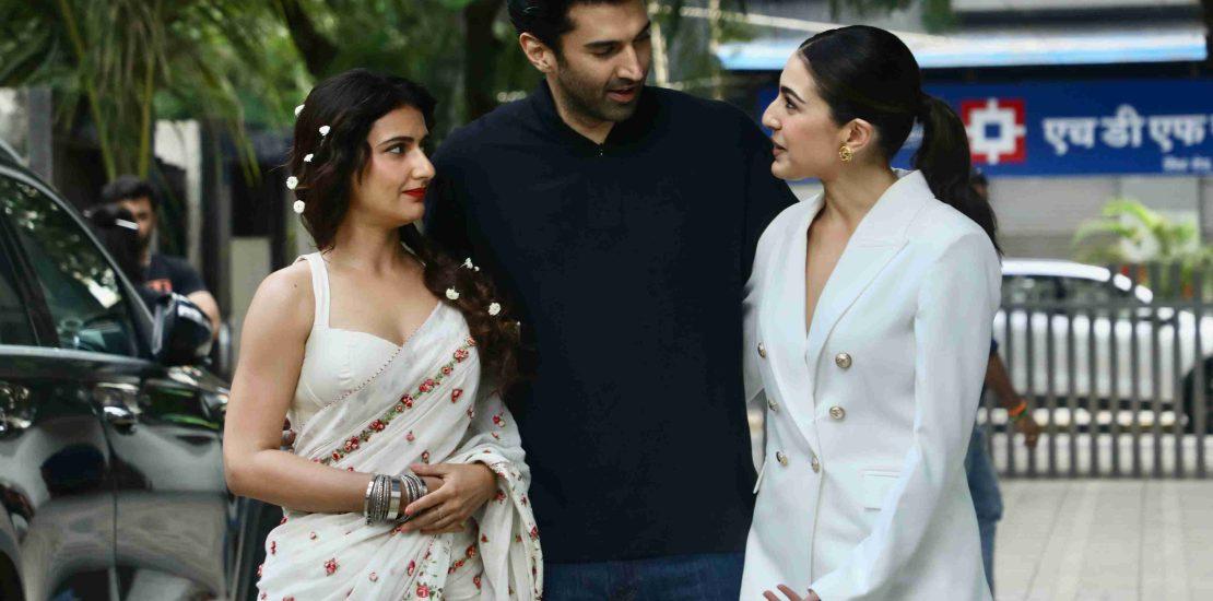 Aditya Roy Kapur, Sara Ali Khan & Fatima Sana Shaikh Spotted Promoting Metro In Dino At T-Series Office-Photos